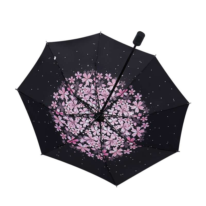 日傘 桜舞う 優雅な晴雨兼用折りたたみ傘