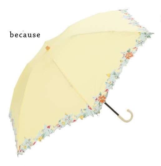 日傘 花柄縁取り晴雨兼用折りたたみ傘