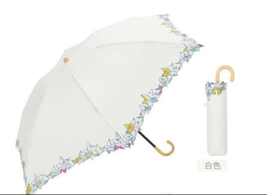 日傘 花柄縁取り晴雨兼用折りたたみ傘