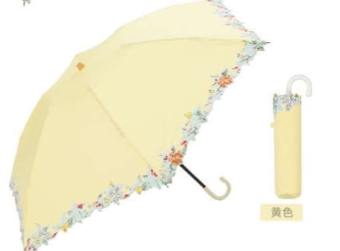日傘 花柄縁取り晴雨兼用折りたたみ傘