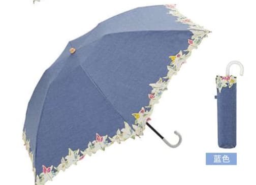 日傘 花柄縁取り晴雨兼用折りたたみ傘