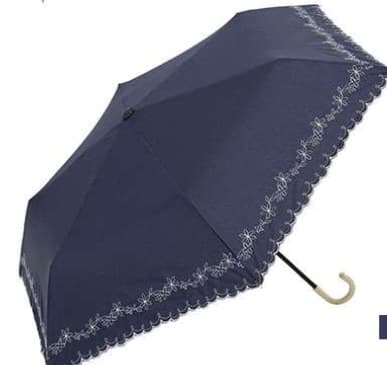 日傘 花柄縁取り晴雨兼用折りたたみ傘