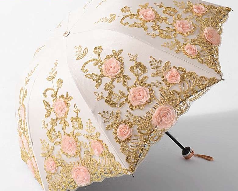 華麗な刺繍レース日傘