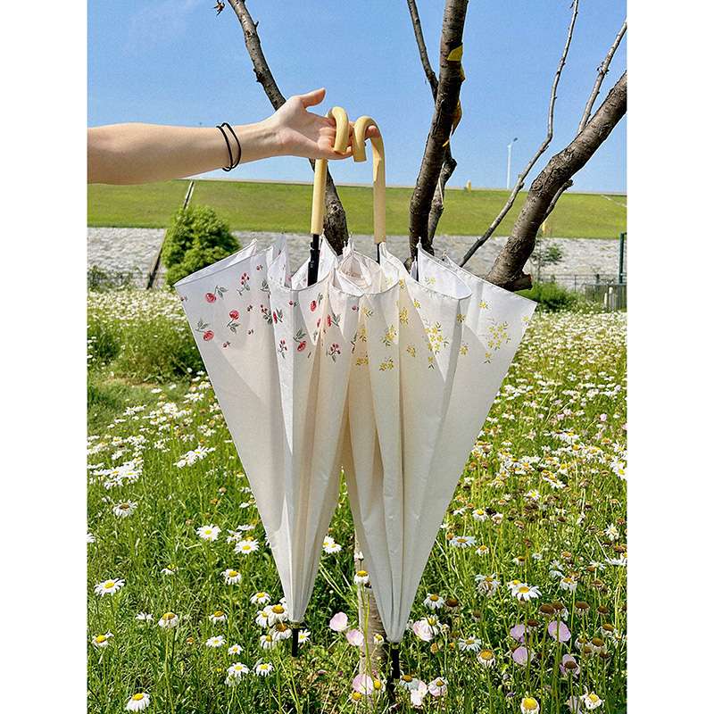 花柄刺繍入り優雅な日傘