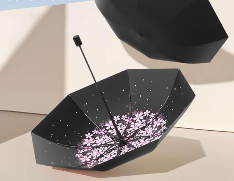 日傘 桜舞う 優雅な晴雨兼用折りたたみ傘
