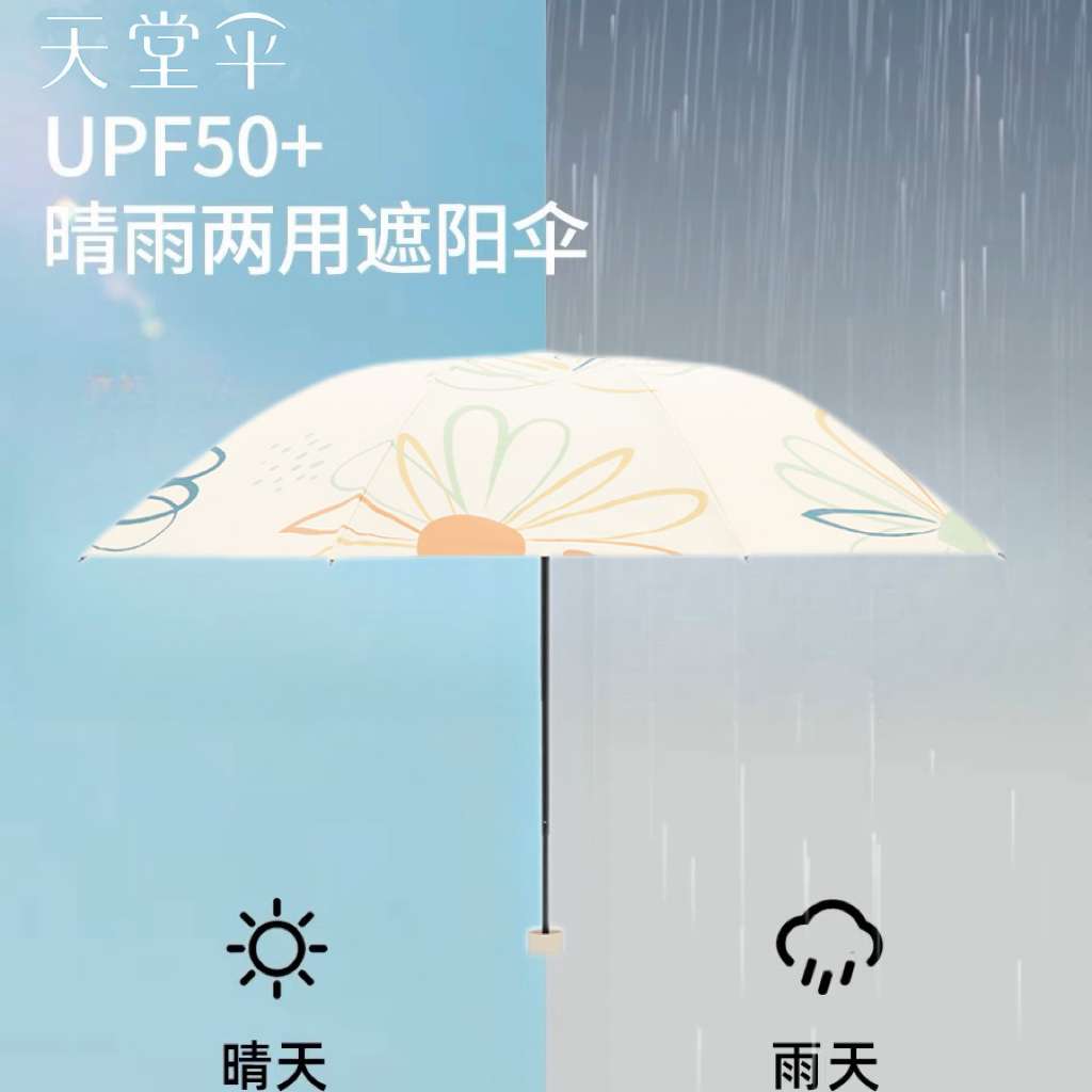 日傘 花柄プリントの晴雨兼用折りたたみ傘