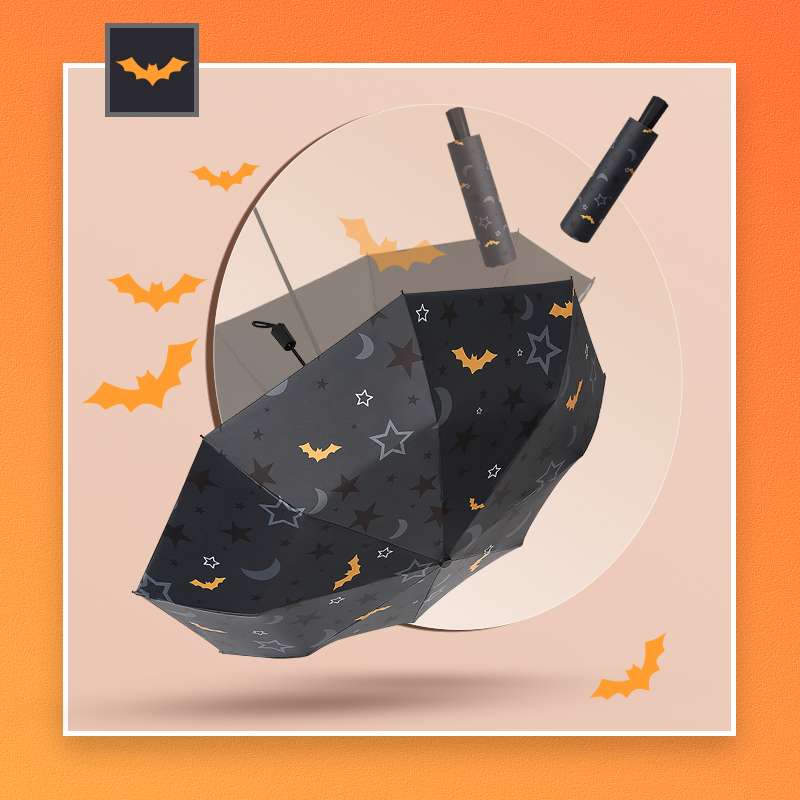 日傘  ハロウィン柄の夜空折りたたみ傘
