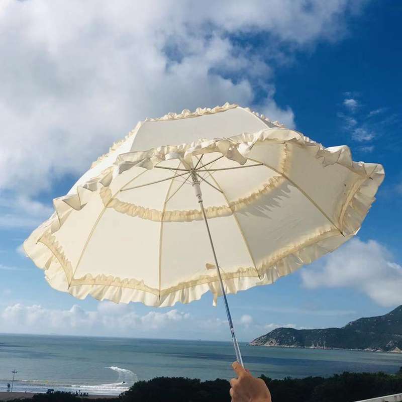 日傘 優雅なフリル付き日よけ傘