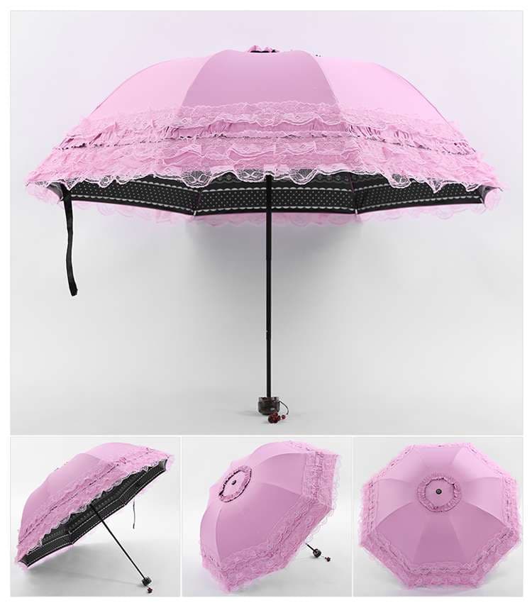 日傘 優雅なレース飾り付き晴雨兼用傘