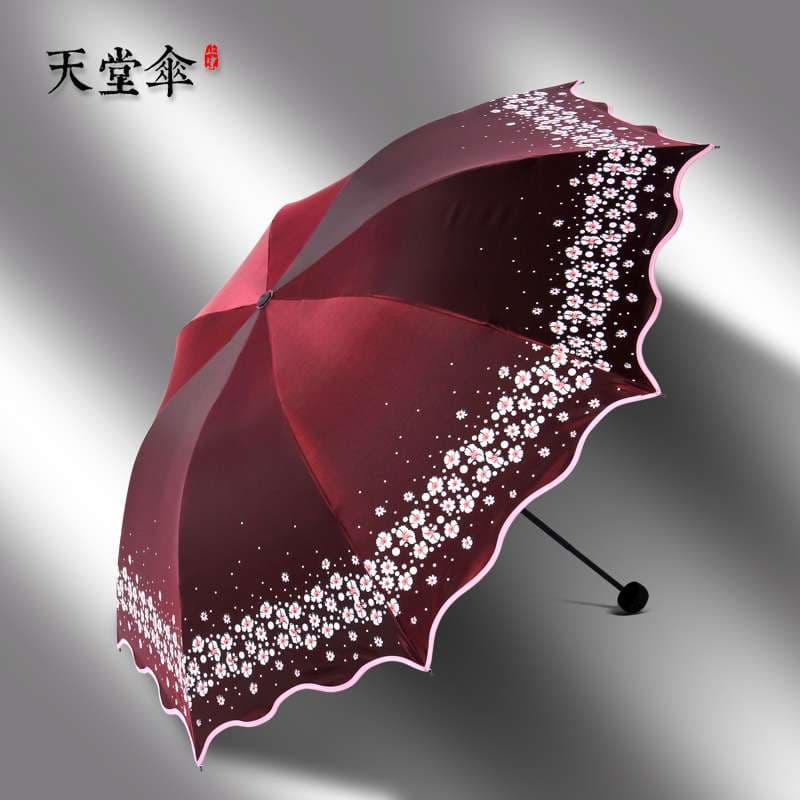 花柄刺繍入り遮光折りたたみ日傘