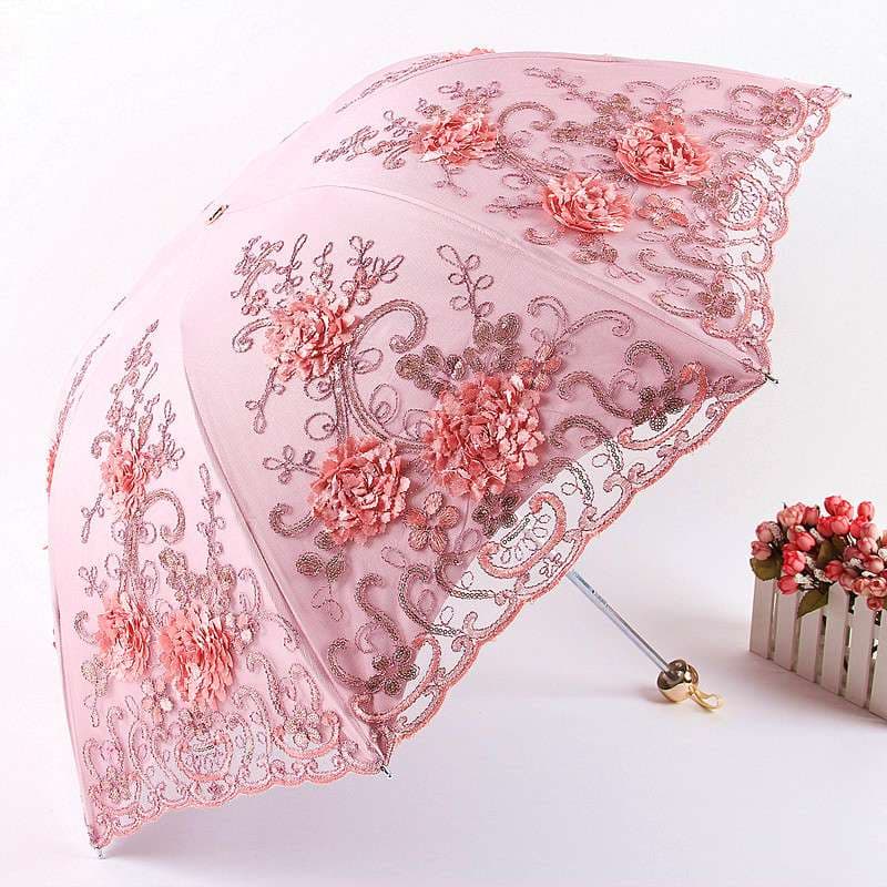 華麗な刺繍レース日傘