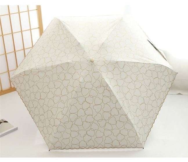 日傘 ハートモチーフ 晴雨兼用折りたたみ傘