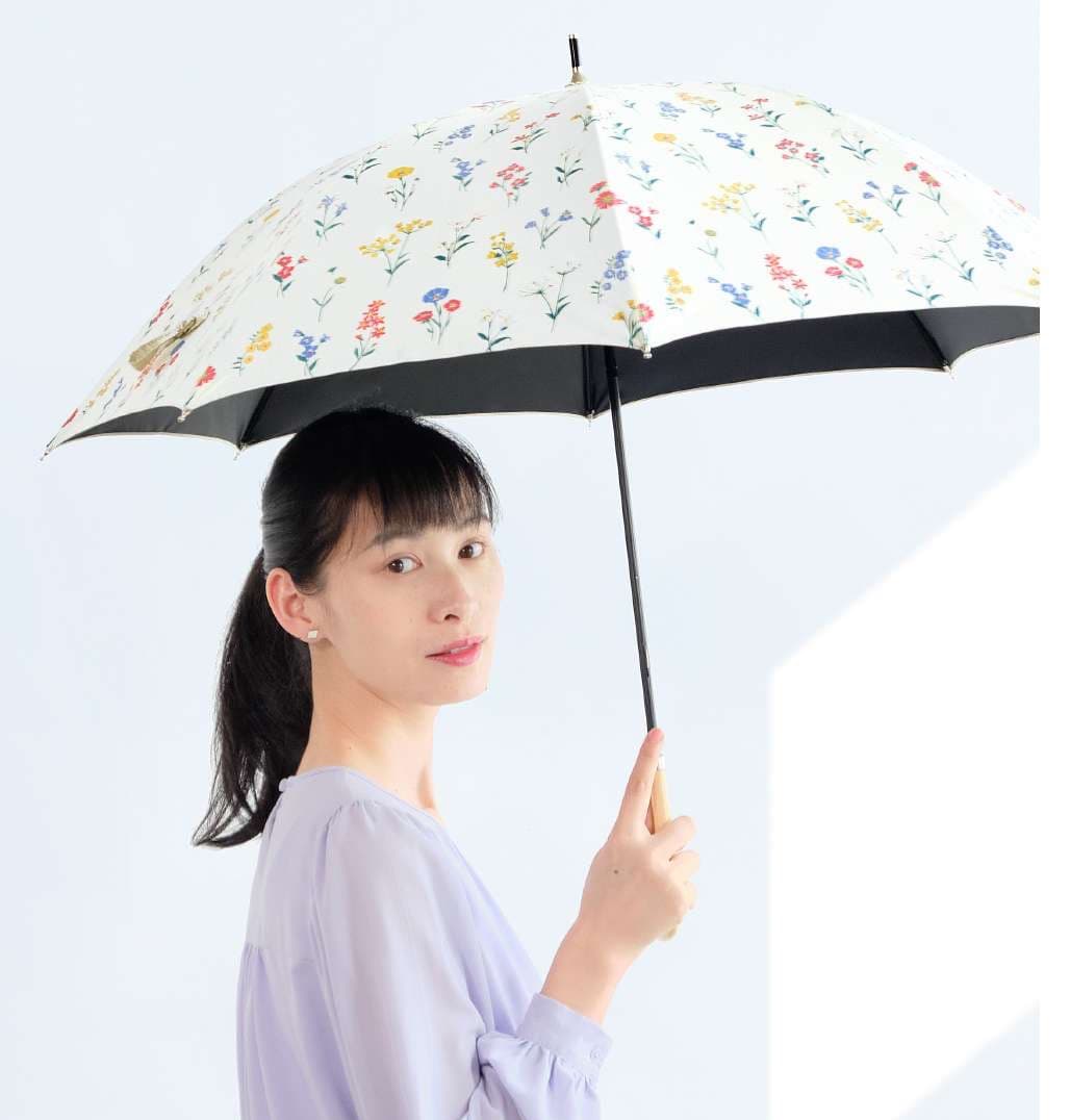花柄美人の折りたたみ日傘
