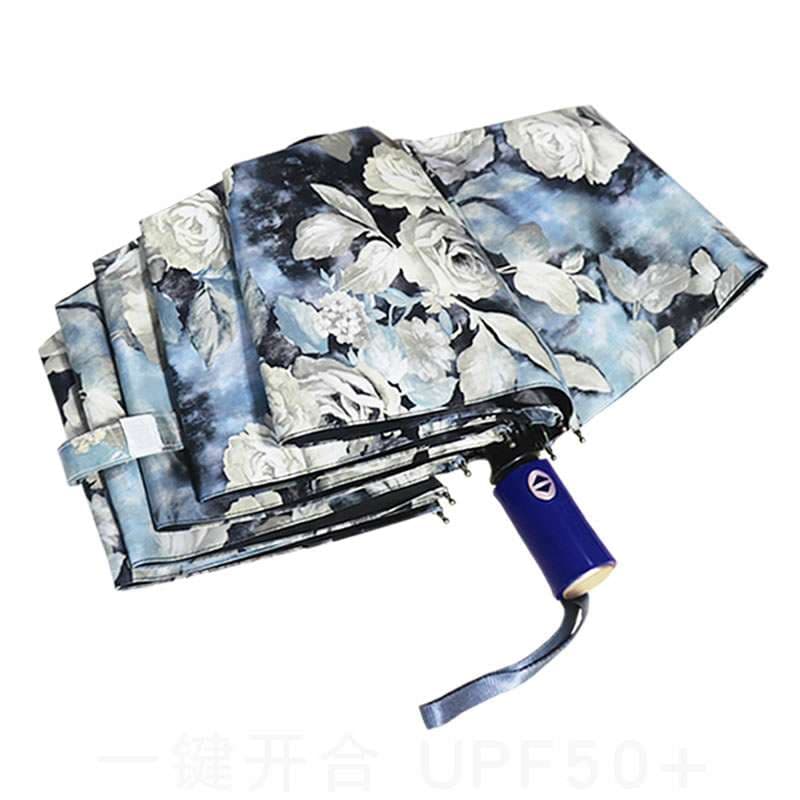日傘 花柄デザイン自動開閉折りたたみ傘