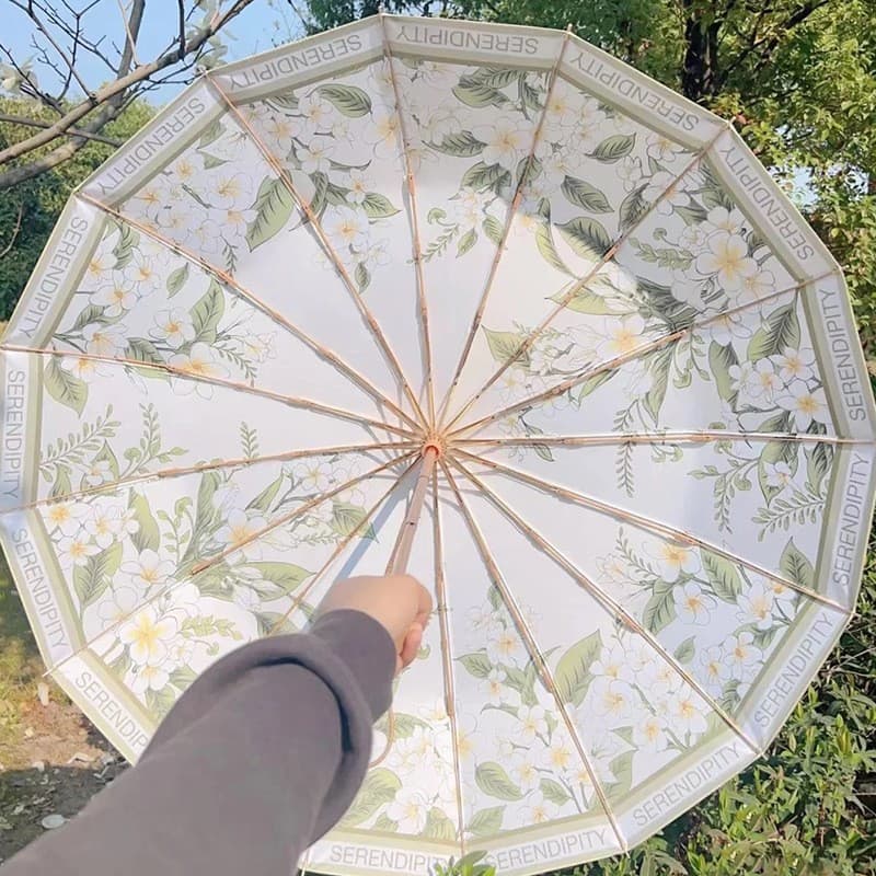 花園の夢 ボタニカル模様折りたたみ日傘