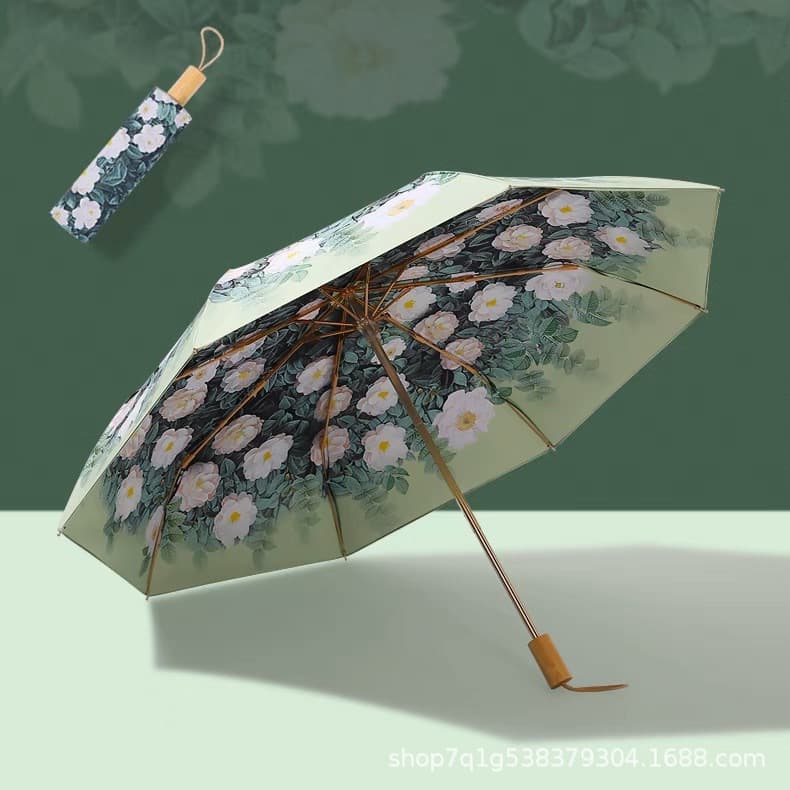 晴雨兼用日傘椿の花咲く折りたたみ