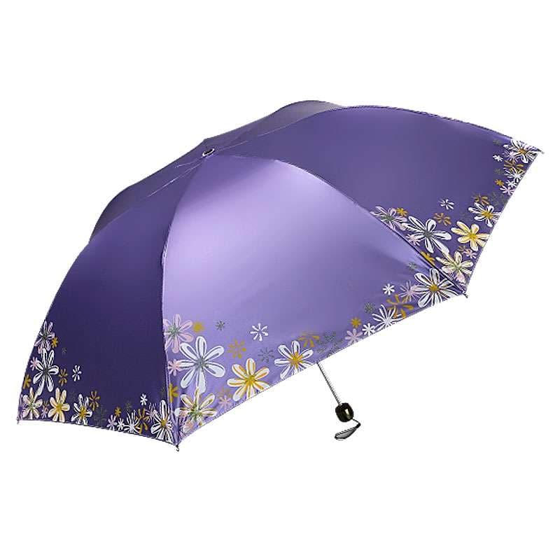花柄フリル付き折りたたみ日傘