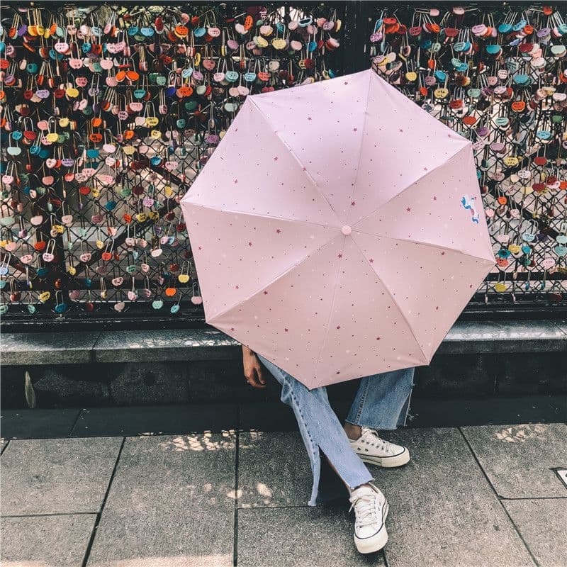 幾何学ストライプ 晴雨兼用折りたたみ日傘